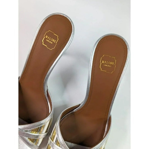 Malone Souliers Women's Perla 85 Metallic Mules Sandals Size 36.5 EU (MSRP $695) - Picture 6 of 11